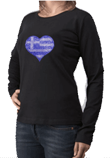 Rhinestone Heart Women's Long Sleave T